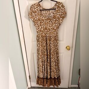 NWT Soft Surroundings Kara Dress Leopard Animal Print Maxi Sz M